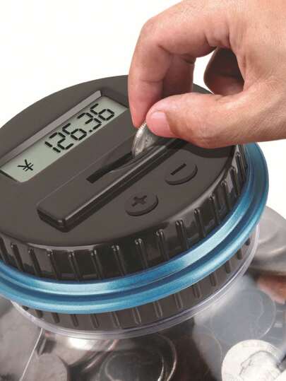 أثاث مكتبي جرة توفير المال الآلية بالعد 1 قطعة (البطارية غير متضمنة) ،متعددة الألوان