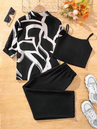 تيشيرتات بناتي قميص كاجوال محبوك للفتيات والمراهقات، مجموعة تتضمن قميص بدون أكمام و بنطلون