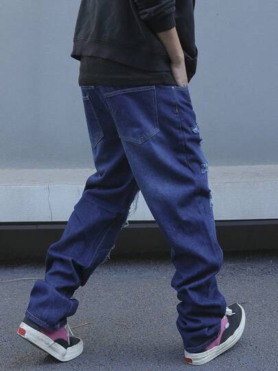 Manfinity EMRG جينز رجالي فضفاض المقاس الممزق