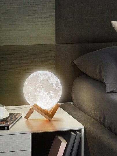 مصباح قمري ٢ ١٢سم ، قاعدة خشبية مصباح أجواء السرير ضوء القمر الليلي ، مصباح نوم إضاءة ليد ديكور المنزل ، هدية عيد ميلاد الفتى/الفتاة ، ٨سم/١٠سم/١٤سم/١٥سم أبيض ، أصفر و RGB