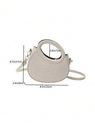 حقيبة كتف/متداخلة ذات تصميم نيتشي أنيق للنساء، للتنقلات والمواعيد، حقيبة يد مموسة بخطوط، حقيبة كتف دائرية أنيقة ذات مقبض مزدوج، محفظة نموذجية حديثة