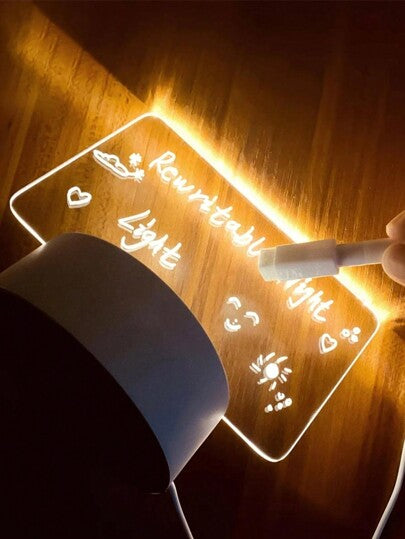 لوح كتابة أكريليكي مضيء بالأدوات الكهربائية ويجعله عملية الكتابة ومحو الكتابة سهلة في الظلام، مدعوم من Usb، مناسب للمذكرات والرسائل والهدايا وتزيين الطاولة