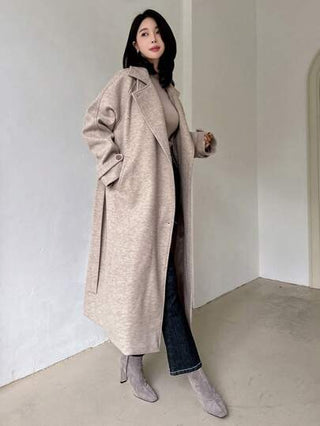Dazy Designer معطف طويل كاجوال للنساء ذو ياقة مقلوبة وأكمام طويلة وأزرار مزدوجة، لون أحادي، معطف نسائي للخريف والشتاء
