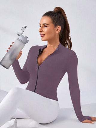 Sport Studio سترة رياضية أمامية بسحاب وثقب الإبهام