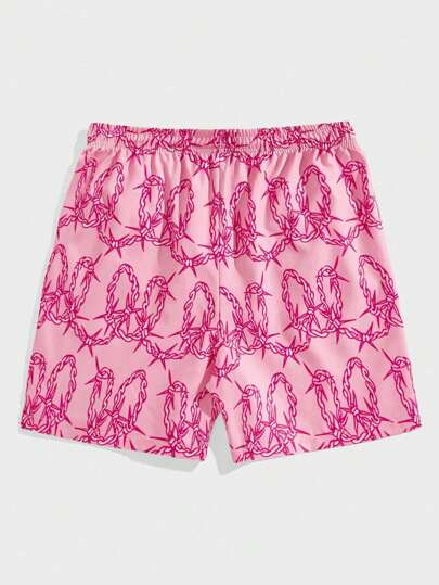 ROMWE MEN Street Life شورت رجالي بخصر يمكن شد الحبل و صورة حرفية