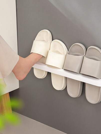 1/2/3 منصة تخزين حمام بسيطة، حامل منشفة مثبت على الحائط بدون ثقب، رف لتخزين الأحذية الصيفية، رف تعليقي منزلي بشكل مربع، منظم حمام ديكور صيفي