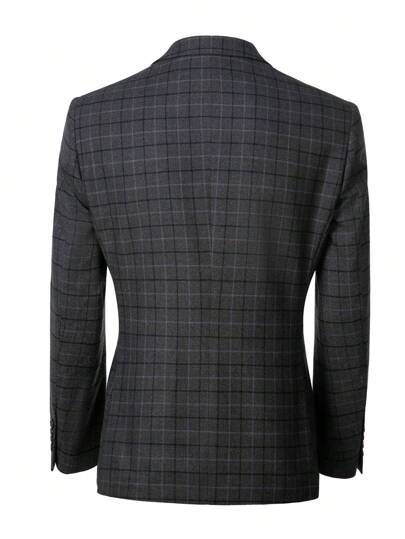 بدلة رجالية من فورويال مخططة ضيقة الحجم ذات زرين ، بدلة رجالية من 3 قطع ، بليزر، سترة، وبنطلون ، مناسبة للحفلات والزفاف ، اللون: رمادي غامق ، المقاسات من XS إلى 3XL