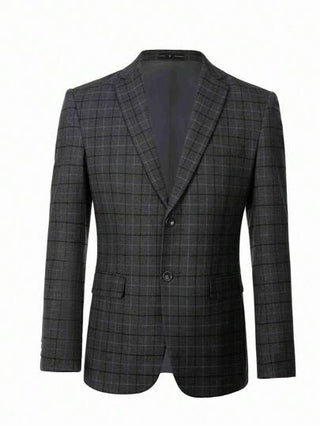 بدلة رجالية من فورويال مخططة ضيقة الحجم ذات زرين ، بدلة رجالية من 3 قطع ، بليزر، سترة، وبنطلون ، مناسبة للحفلات والزفاف ، اللون: رمادي غامق ، المقاسات من XS إلى 3XL