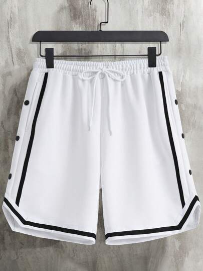 Manfinity EMRG بنطلون رياضي برباط للرجال، قصير ومخطط مع جيب مائل، شورت كرة السلة ملون للرياضة والتمرين، هدية مثالية للزوج أو الصديق