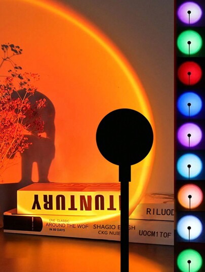 مصباح إسقبال غروب الشمس 1كمصدر إضاءة جو خفيف مبتكر Led ، ومصباح ليلي رومانسي 7ألوان و 13وضع ، ومناسب لديكور غرفة النوم والمقهى وزينة عيد الحب