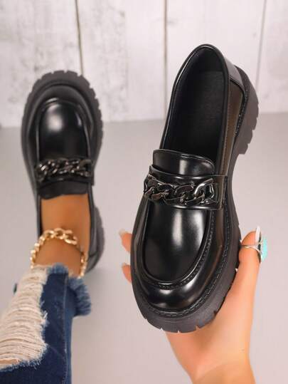 أحذية أوكسفورد حريمي حذاء أكسفورد أسود بأسفل سميك للنساء بمقاسات كبيرة 41/42/43، نمط زي المدرسة اليابانية، غير قابل للانزلاق، كعب مرتفع، حذاء جين