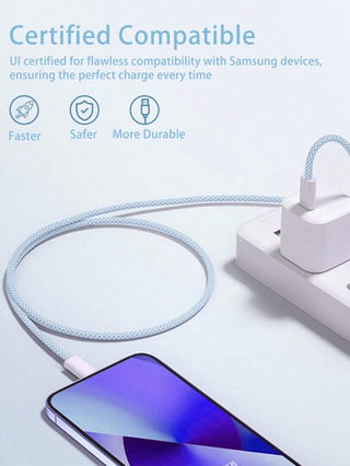 كبل شاحن سريع متعدد الألوان Type C إلى Type C 60 واط، شحن عالي السرعة ومتوافق مع مختلف أجهزة واجهة Type C