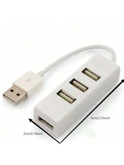 قطعة واحدة من وصلات موزع USB صغير، موسع موزع USB ب- 4 منافذ، محطة محول USB، مركز بيانات محمول رفيع للغاية، مقسم USB، أبيض
