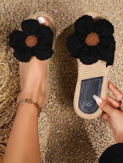 نعال صيفية نسائية مفتوحة الأصابع خفيفة الوزن، قابلة للإنزلاق، بطبعات زهور موضة صيفية