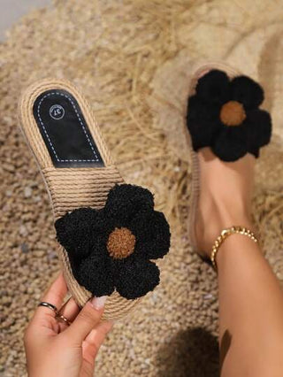 نعال صيفية نسائية مفتوحة الأصابع خفيفة الوزن، قابلة للإنزلاق، بطبعات زهور موضة صيفية