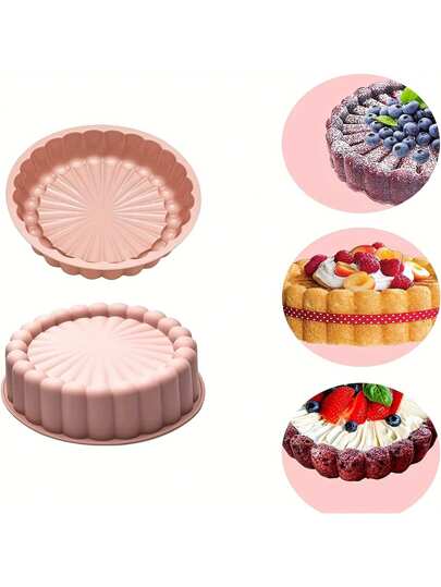 قطعة واحدة، قالب الكيك، قالب كيك دائري، قالب كيك غير لاصق، قالب كيك سيليكون، مقالي خبز لحفلات أعياد الميلاد، أداة خبز Diy، قالب كيك منزلي متعدد الوظائف، أدوات المطبخ، أدوات المطبخ