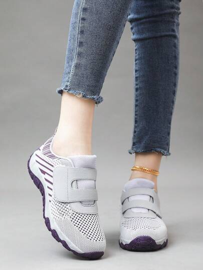 حذاء رياضي للمرأة باللون الرمادي الجديد ، مناسب لجميع المواسم، مضاد للانزلاق ومسامي للتنفس