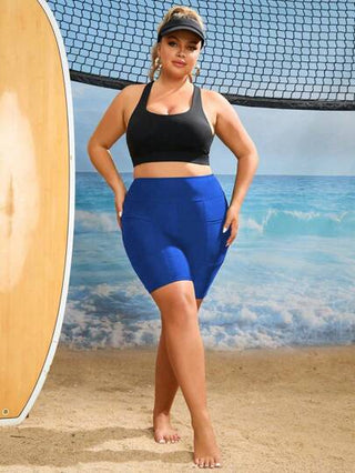 Swim SPRTY ملابس سباحة نسائية بمقاس كبير باللون الأزرق من أسفل الكرنفال