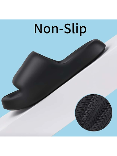 حذاء إيفا أسود، شبشب خفيف الوزن أنيق له نعل ناعم، مانع للانزلاق، مناسب للاستخدام في الداخل والخارج وفي الحمام، بطراز إنسرمضان