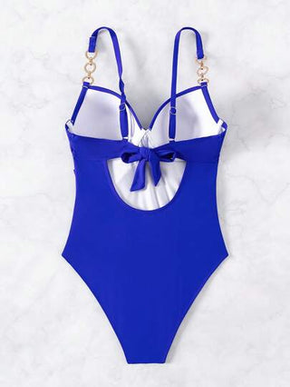 مايوه حريمي قطعة واحدة Swim ملابس السباحة النسائية ذات الشريط السباغيتي الأزرق قطعة واحدة