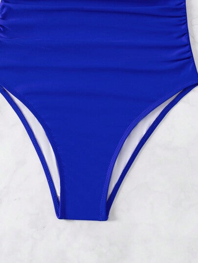 مايوه حريمي قطعة واحدة Swim ملابس السباحة النسائية ذات الشريط السباغيتي الأزرق قطعة واحدة