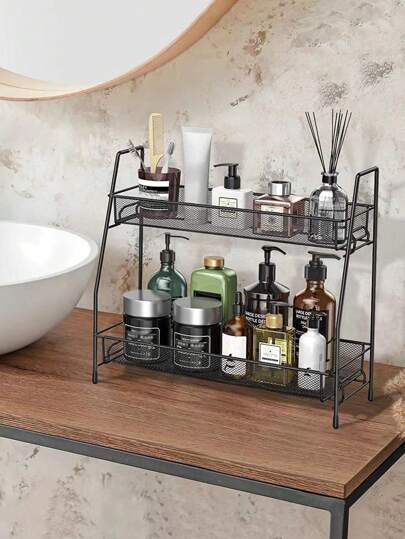 رف تخزين مطبخ حديدي من قطعة واحدة، رف عرض مستحضرات تجميل، رف توابل، سلة تخزين سطح المكتب، منظم أدوات تجميل للتخزين والتنظيم في الحمام، ملحقات تخزين الدش، مكتب، ديكور منزلي، ديكور غرفة، تصميمات مخصصة مناسبة للمطبخ والحمام وغرفة النوم والمكتب ورفوف...