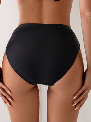 Swim Basics قاع البيكيني المجعد بلون ثابت للسيدات , كارنفال