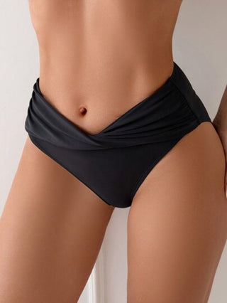 Swim Basics قاع البيكيني المجعد بلون ثابت للسيدات , كارنفال