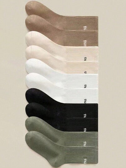 5 أزواج من الجوارب المتوسطة إلى الكاحل للرجال ذات الطباعة بالحرف ،خفيفة الوزن، قابلة للتنفس، مريحة وشخصية، مناسبة للربيع والخريف