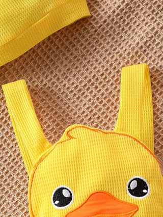 Persoplay Kids بادي مطرز بتطريز بطة صفراء صغيرة للأطفال الرضع والأولاد والبنات، تصميم جميل وقطني مريح للربيع/الصيف