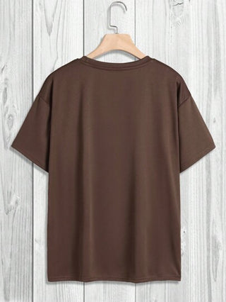 Manfinity Dauomo قميص تي شيرت رسالة عادي للرجال