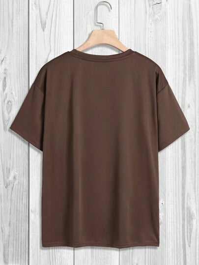 Manfinity Dauomo قميص تي شيرت رسالة عادي للرجال