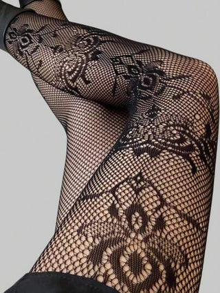ROMWE Goth جوارب ربطة الحذاء الجاكار الحريمي 1زوج بأسلوب غوثيكي أسود لجميع المواسم
