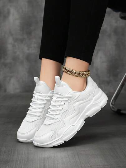 أحذية رياضية كاجوال للنساء، قماش شبكي متعدد الألوان، ربطة أربطة خفيفة للاستخدام الخارجي للنساء، أحذية ركض بنعل سهل الارتداء والخلع بتصميم أنيق