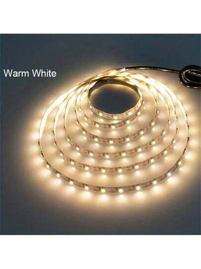 شريط إضاءة LED قطعة واحدة، 60 مصباح LED/م ، قابس USB 5 فولت، شريط إضاءة LED موحد اللون مناسب لغرفة النوم والغرفة المعيشية وخلفية التلفاز والديكور
