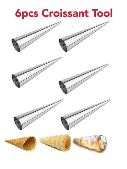 طقم 16قطعة من أدوات الخبز المصنوعة من الفولاذ المقاوم للصدأ، قرن مخروطي، قوارب القشدة وأداة تشكيل البان كيك