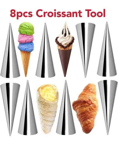 طقم 16قطعة من أدوات الخبز المصنوعة من الفولاذ المقاوم للصدأ، قرن مخروطي، قوارب القشدة وأداة تشكيل البان كيك