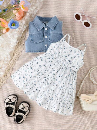 فساتين بيبي بدلة فستان زهري وسترة بزر أمامي واحد للفتيات الرضع