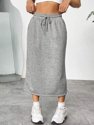 EZwear الرباط الخصر تنورة جيب غير المتماثلة