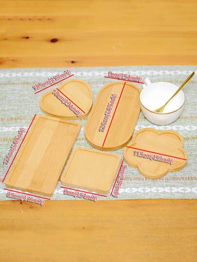 صينية من البامبو لتقديم البيتزا والستيك والمطبخ الغربي والفرنسي والإيطالي، والقهوة والوجبات الخفيفة ، متوفرة بأشكال قلب وزهرة ومستطيلة. لاستخدامها في المطاعم كصينية أدوات مائدة أو طعام أو أصداف نباتات أو وجبات خفيفة أو كقاعدة لأوعية النباتات...