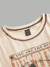 EZwear ملابس علوية قصير ملابس علوية مقطوع بأكمام قصيرة ذو رقبة دائرية بطراز كاوبوي كاجوال رجعي للنساء، الصيف