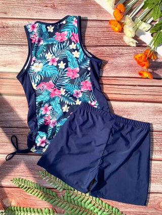 طقم تانكيني حريمي Swim Lushoire تانكيني متقاطع بطباعة استوائية شاطئية صيفية