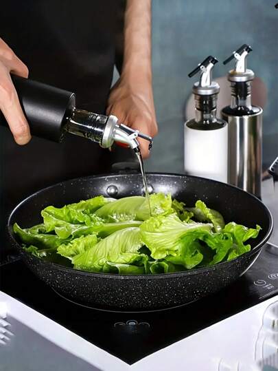 زجاجة زيت زجاجية وزجاجة توابل وزجاجة خل، طقم قنينة زيت المطبخ قطعة واحدة