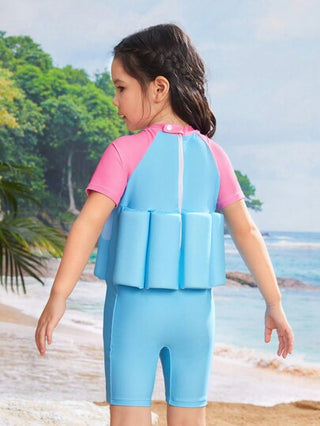 مايوه كرتون حورية البحر المطبوع للفتيات الصغيرات بأكمام راغلان و قطعة واحدة