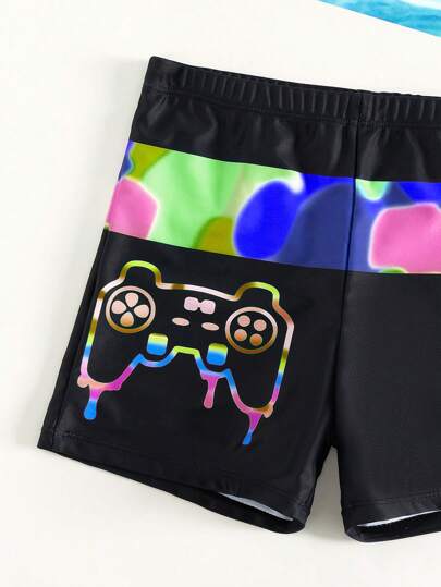 مايوه أولادي ملابس سباحة الشاطئ الصيفية لفتيان المراهقين، سروال سباحة مطبوع بوحدة التحكم عن بعد، مناسب للسباحة في الشاطئ