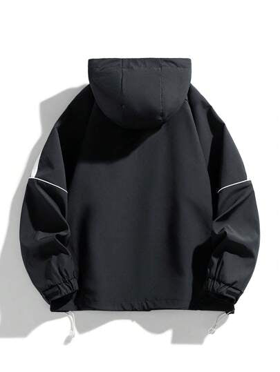 جاكيت بغطاء وأمام سحاب مطبوع عليها حرف، رجالي