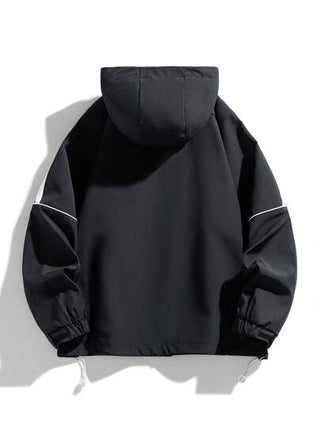 جاكيت بغطاء وأمام سحاب مطبوع عليها حرف، رجالي