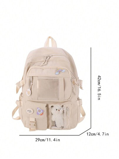 حقيبة ظهر للطلاب بسعة كبيرة مع تصميم أنيق وجذاب، مناسبة للمراهقين الذين تتراوح أعمارهم بين 14-16 عامًا، حقيبة مدرسية عملية وعصرية