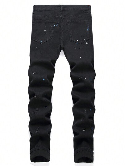 Manfinity EMRG بنطال جينز رجالي بتصميم رقعة بسحاب