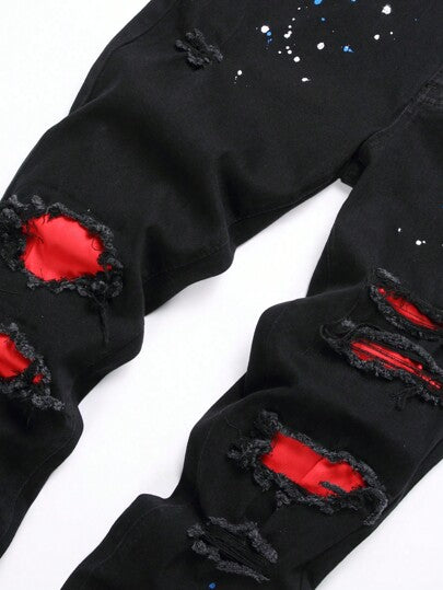 Manfinity EMRG بنطال جينز رجالي بتصميم رقعة بسحاب